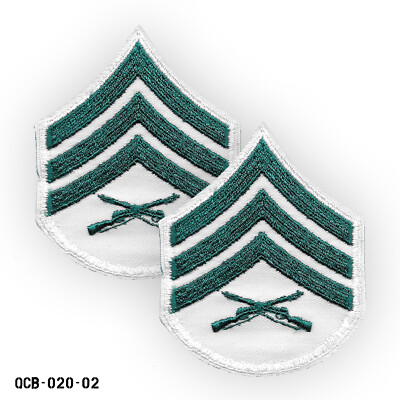 PAIR USMC Marine Corps Sergeant Chevron Patches ~ White ~ Small ~ NOS USA