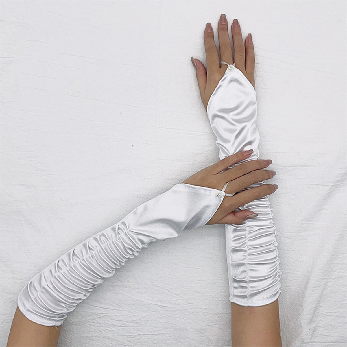GORTIN Fingerlose Handschuhe Mit Strasssteinen – Glitzernde Kristall-Handschuhe Für Hochzeit, Party & Abschlussball