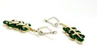 Unique .925 Sterling Silver Handmade Bronze Green Topaz Women's Leaf Earrings  — photo 2