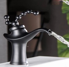 Unique, Contemporary Bathroom Sink Faucet, Hot Cold Mixer, Deck Mount -NEW
