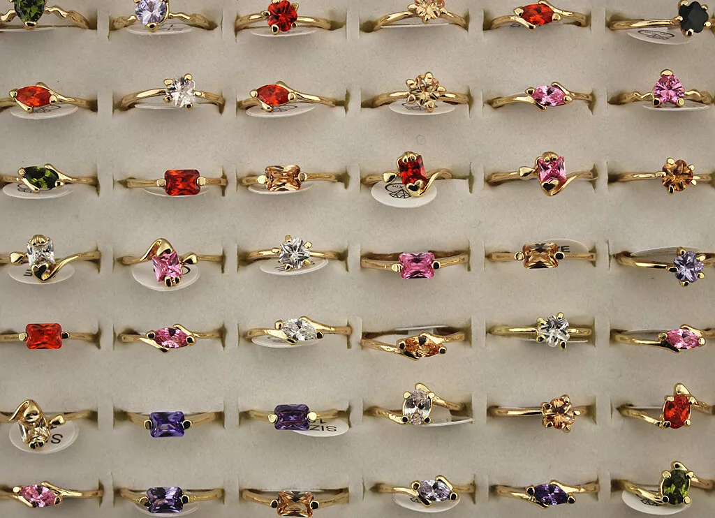 Wholesale Jewelry Lots 32pcs Gold Plated Mixed Color Cubic