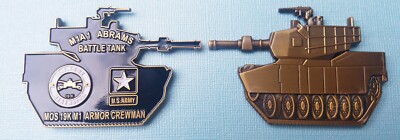 2'' M1A1 ABRAMS BATTLE TANK MOS 19K M1 ARMOR CREWMAN STUBBIES Challenge Coin  109
