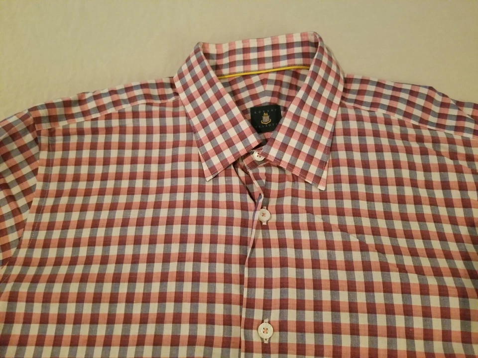 Mens Robert Talbott Dress Shirt L Large Red Button Cotton - Image 2 of 4