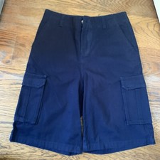 Izod Boys Classic Chino Cargo Shorts 100 Cotton Solid Navy Blue Size 12 New