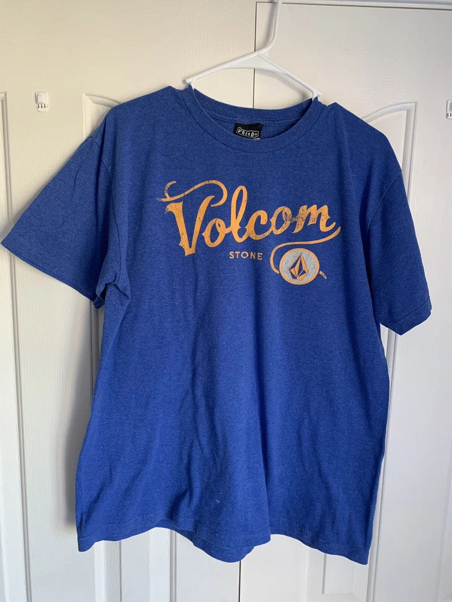 VOLCOM STONE Surf Orange Logo Surfboard Blue Tee T Shirt Size Large | eBay