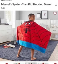 Pottery Barn Kids Marvel's Spider-Man Kid Hooded Towel NWT mono: CHRIS