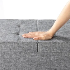 30 Inch Smart Lift Top Button Tufted Fabric Storage Ottoman Light Grey Medium