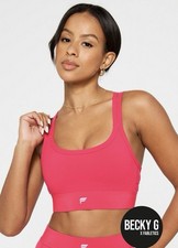 Fabletics Black  White Principal Longline Medium Impact Sports Bra  L  NWT