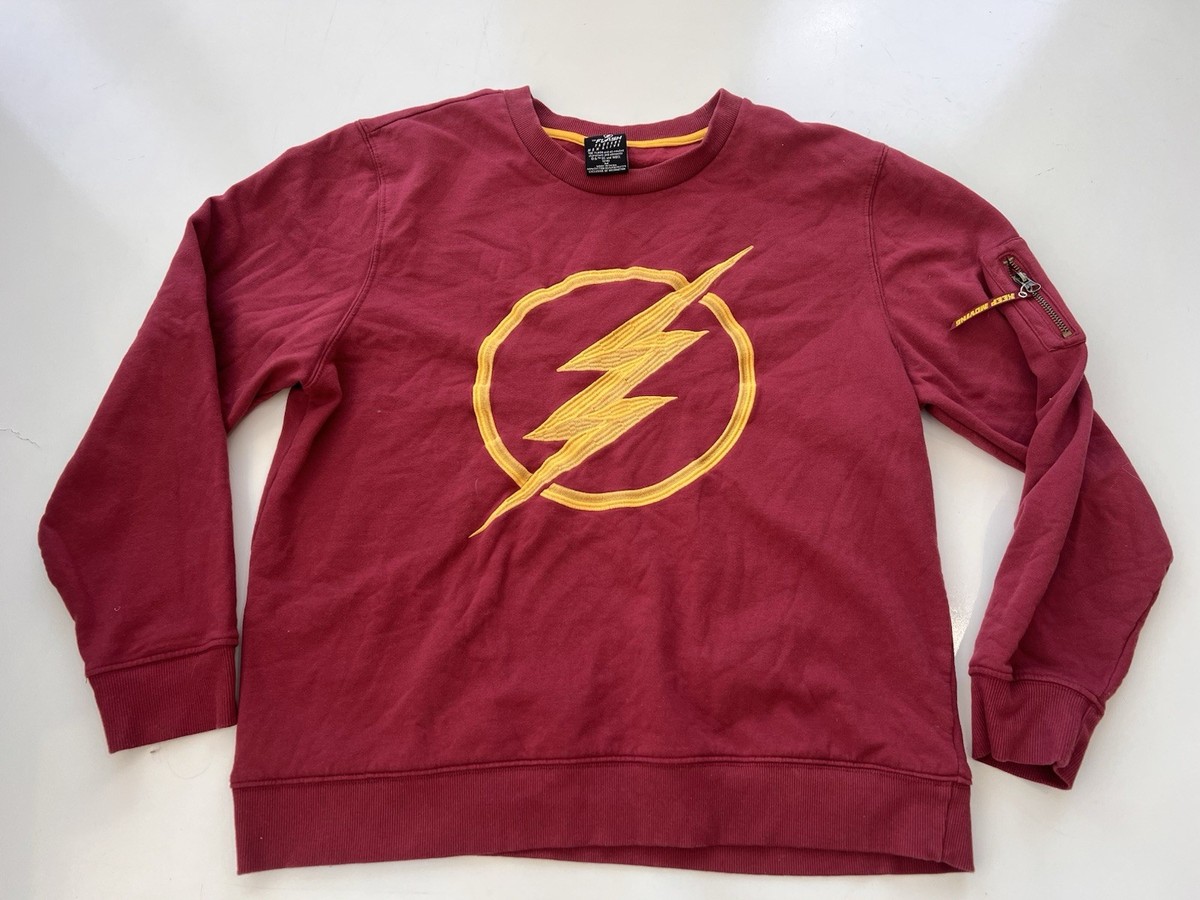 Box Lunch Sweatshirt Womens M Red Flash Fastest Man Alive Embroidered Sweater