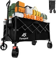 Favoyard 220L Large Capacity Festival Trolley, Heavy Duty Garden 220L, Black 
