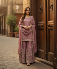 SALWAR KAMEEZ PAKISTANI INDIAN WEDDING PARTY WEAR DRESS BOLLYWOOD SUIT SHARARA