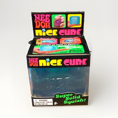 Nee Doh Nice Cube Super Solid Squish! Gel Squeeze Ball, Blue, 3 in Cube