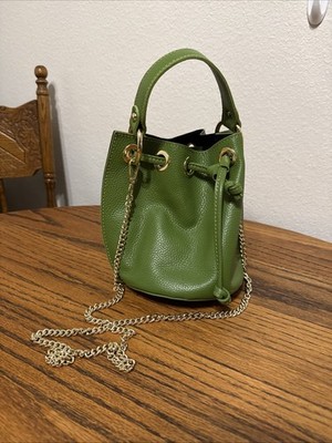 Anna Paola Leather Womens Tote Bag Pretty Green With Gold Chain