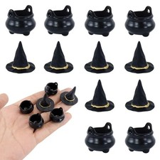 10pcs Mini Black Witch Hats Halloween DIY Craft Party Decorations