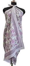 Indian Floral Handblock Printed Cotton Sarong Pareo Beach Wrapup For Women