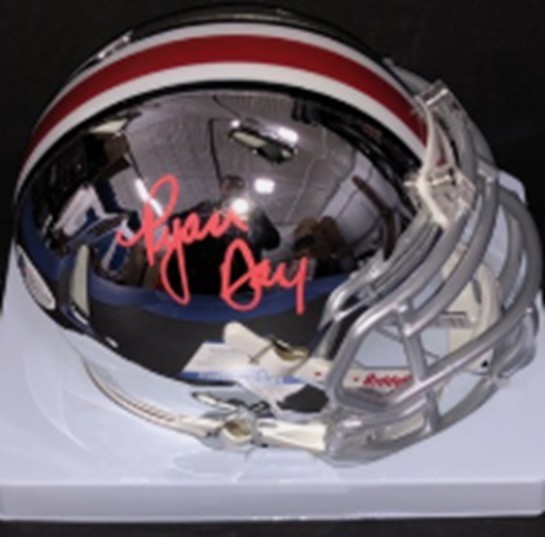 autographed ryan day schutt football helmet Ryan Day Signed Autographed Ohio State Buckeyes Chrome Mini Helmet Beckett  RARE