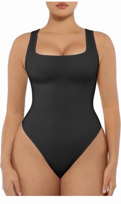 FeelinGirl Bodysuits Women Seamless Square Neck Tummy Control Compression 5XL