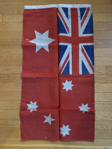 WWI Antique Australia Red Ensign Flag Union Jack Merchant/Navy Military WWII Old