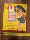 Vintage Birthday Card Police Woman Art Guild of Williamsburg Made In USA — photo 4