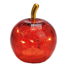 LED Deko Apfel Glas transparent KLAR Licht 5er LED Timer Dekoapfel Lampe Leuchte