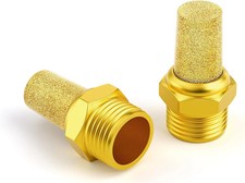 Sintered Bronze Exhaust Muffler 3/8 Inch NPT - Brass Body Protruding (Pack of 10