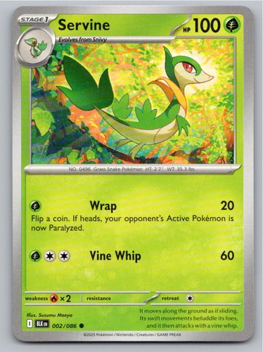 2025 POKEMON SERVINE BLACK BOLT 002/086 COMMON NM A43737 FREE S&H