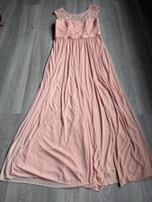 Vestido largo Davids Bridal Bellini coral encaje y chiffon talla 12 formal boda