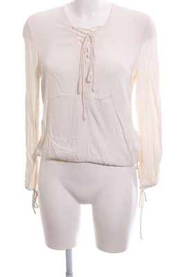 H&M Langarm-Bluse Damen Bluse Gr. DE 38 wollweiß Elegant