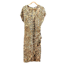 Robert Cavalli Target Vintage Dress Womens Midi Wrap Size 14 Beige Black