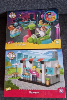 Kids Bricks  Baustein Zwei  Set / Bäckerei + Rummelplatz ab 5 Jahre 