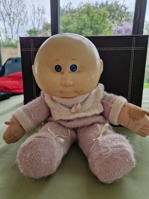 Vintage 1982 Coleco Cabbage Patch Kind Puppe blaue Augen rosa Strickoutfit OAA