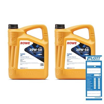 2x 5L ROWE Motoröl HIGHTEC TURBO HD SAE 20W-50 20011-0050-99