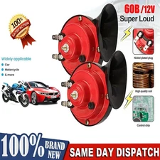 Dual 12V 60B Super Loud Train Horn Waterproof for Car Truck SUV Motorcycle Red