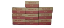 SEALED Bank Box 50 OBW Rolls of Pennies $25 Unopened 1 Box of Pennies Cents