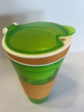 Snackeez 2 In 1 Drink And Snack Cup Green Orange With Lid No Straw