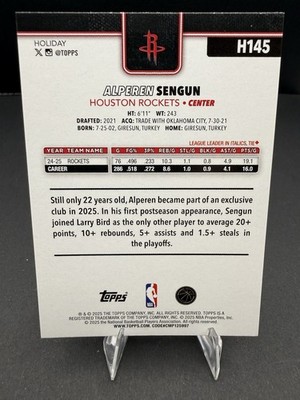 Alperen Sengun #H145 Topps Holiday NBA Basketball 2025 Houston