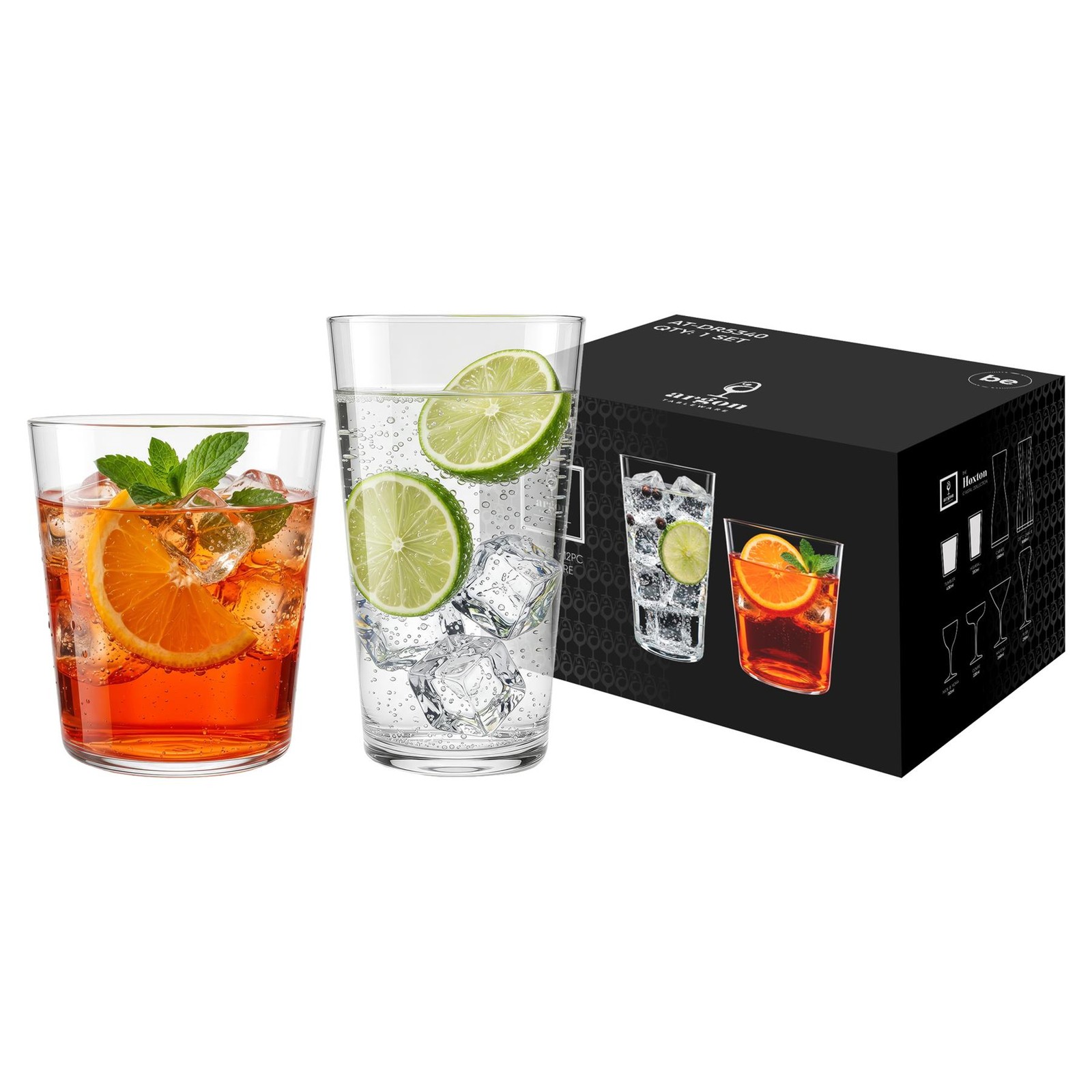 B&Q -  12 Piece Hoxton Crystal Tumbler SetDrinking Glasses Whisky Water Juice Cocktail Glassware - Image 2