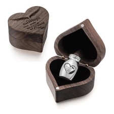 XIUDA Wooden Mini Memorial Small Urns for Ashes Stainless Steel Silver