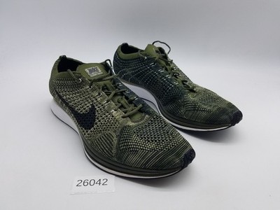 Nike Flyknit Racer Men's Size 13 Running Shoes Olive Green