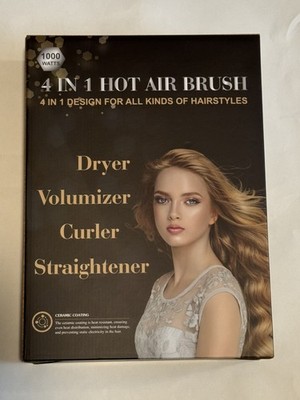  4-in-1 Hot Air Brush Hair Dryer Styler 1000W 4 Attachments New in Box