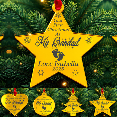 Personalisiert First Christmas Als Mumie & Daddy Spielerei Acryl 3mm Baum Dekor