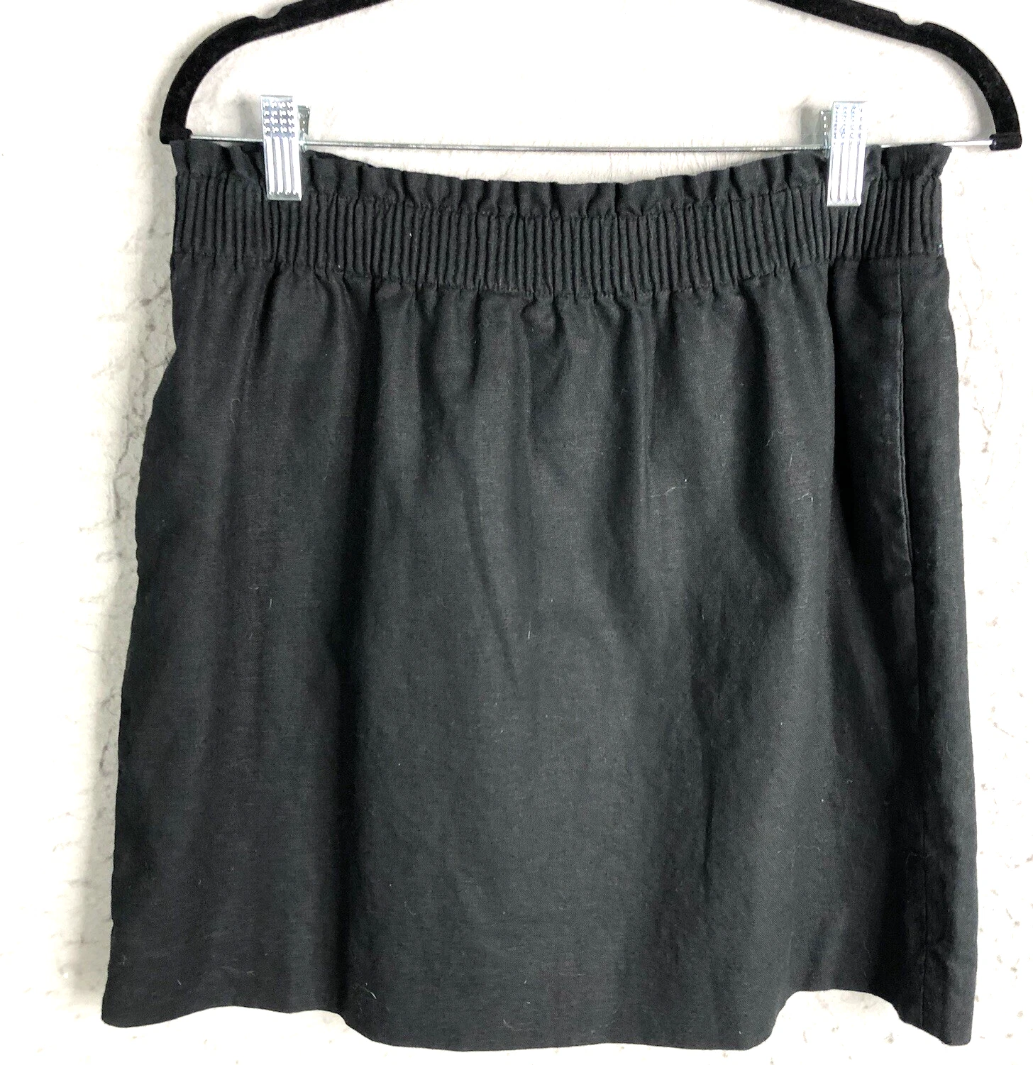 J Crew Skirt Womens 8 Black Linen Blend Short Beach Preppy Casual Schoolgirl