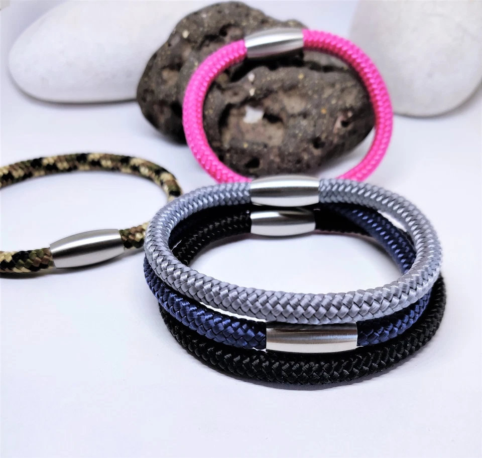 Armband Unisex Segelseil Edelstahl Farbauswahl Fußball Surfer Damen Herren Kind - Bild 2 von 4