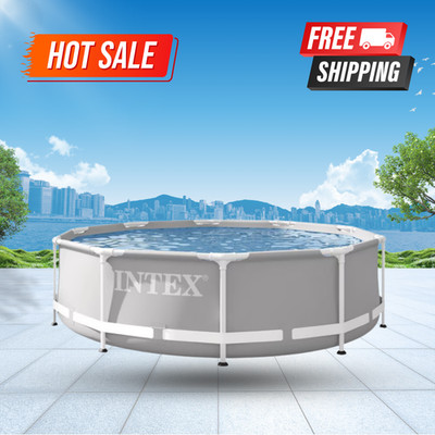 [FASH SALE] Intex Prism Metal Frame Round Pool 10ft x 30in Above Ground No Pump