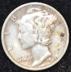 1945-S VERY FINE Mercury Dime, 90% SILVER! Golden Toning!