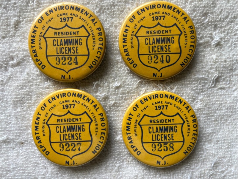 4 - NEW JERSEY Clamming License Pin Badge In This Auction. ( 1977 ) See Pictures
