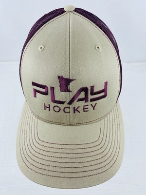 PLAY Hockey Minnesota Hat Cap Snap Back Mens One Size Maroon Tan Hockey Trucker