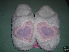 Charter Club Hearts lavender white Pink 5-6 Small Rubber Sole Slippers