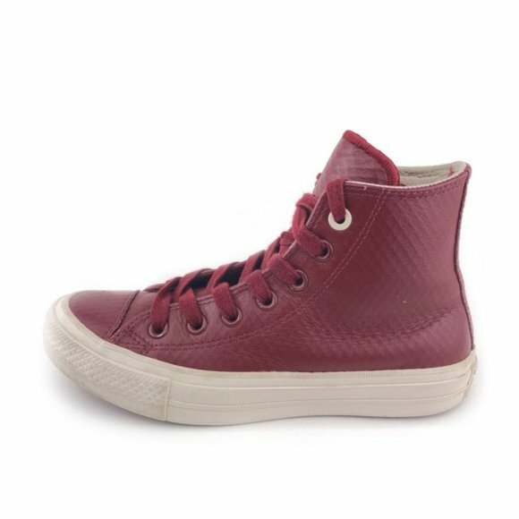 Converse Chuck Taylor II Hi 'Red Block' Leather Sneakers Womens