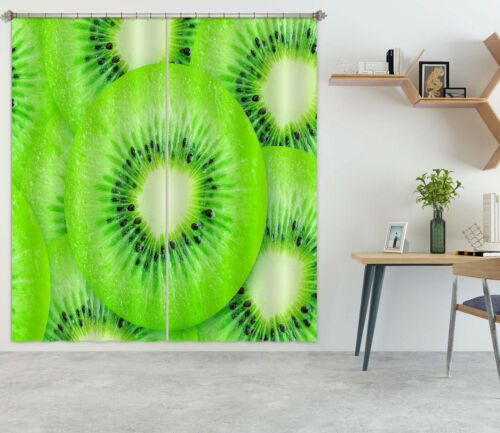 3D Fruit Green Kiwi ZHUA326 Blockout Photo Curtain Fabric Window Amy